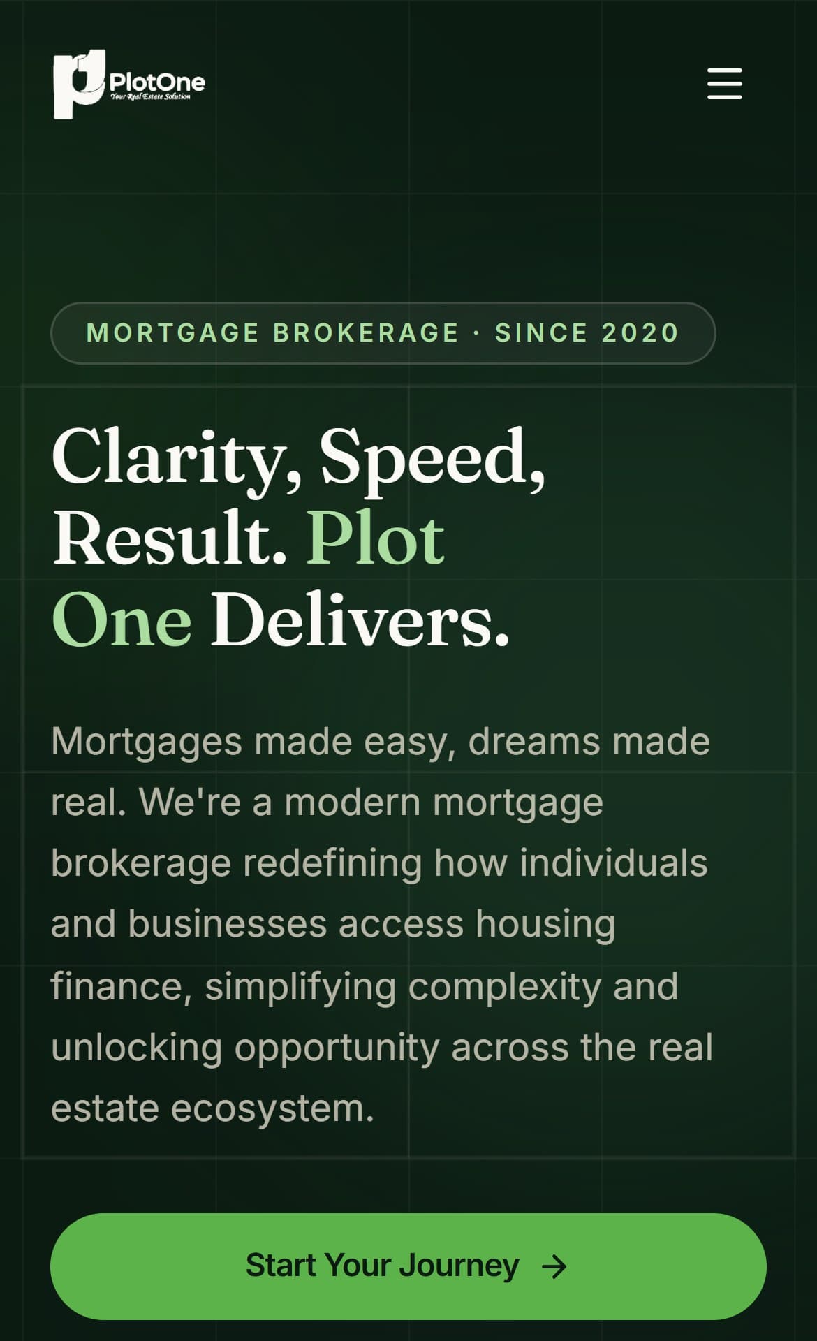 Plot One website on a phone