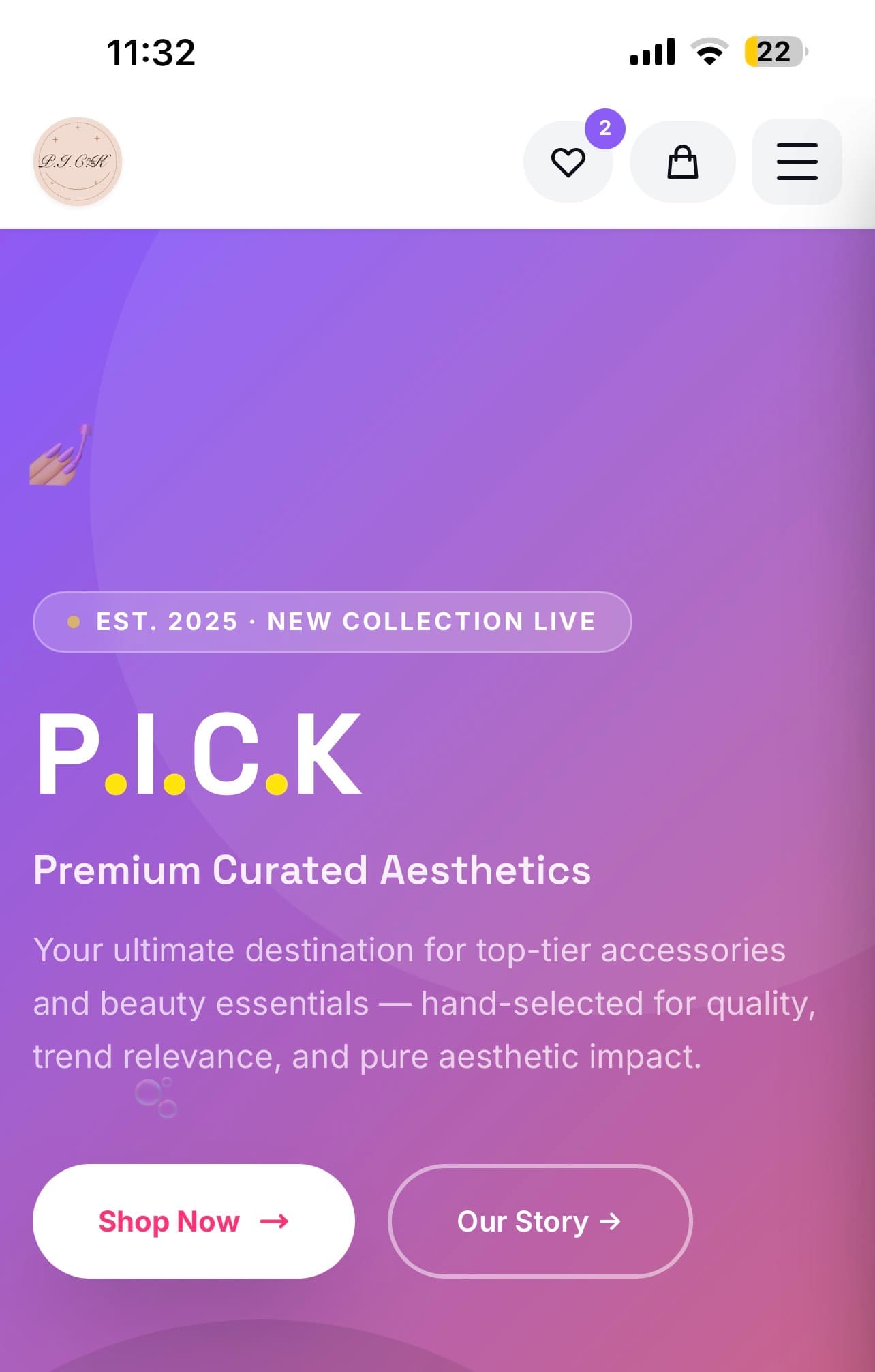 PickByKay website on a phone