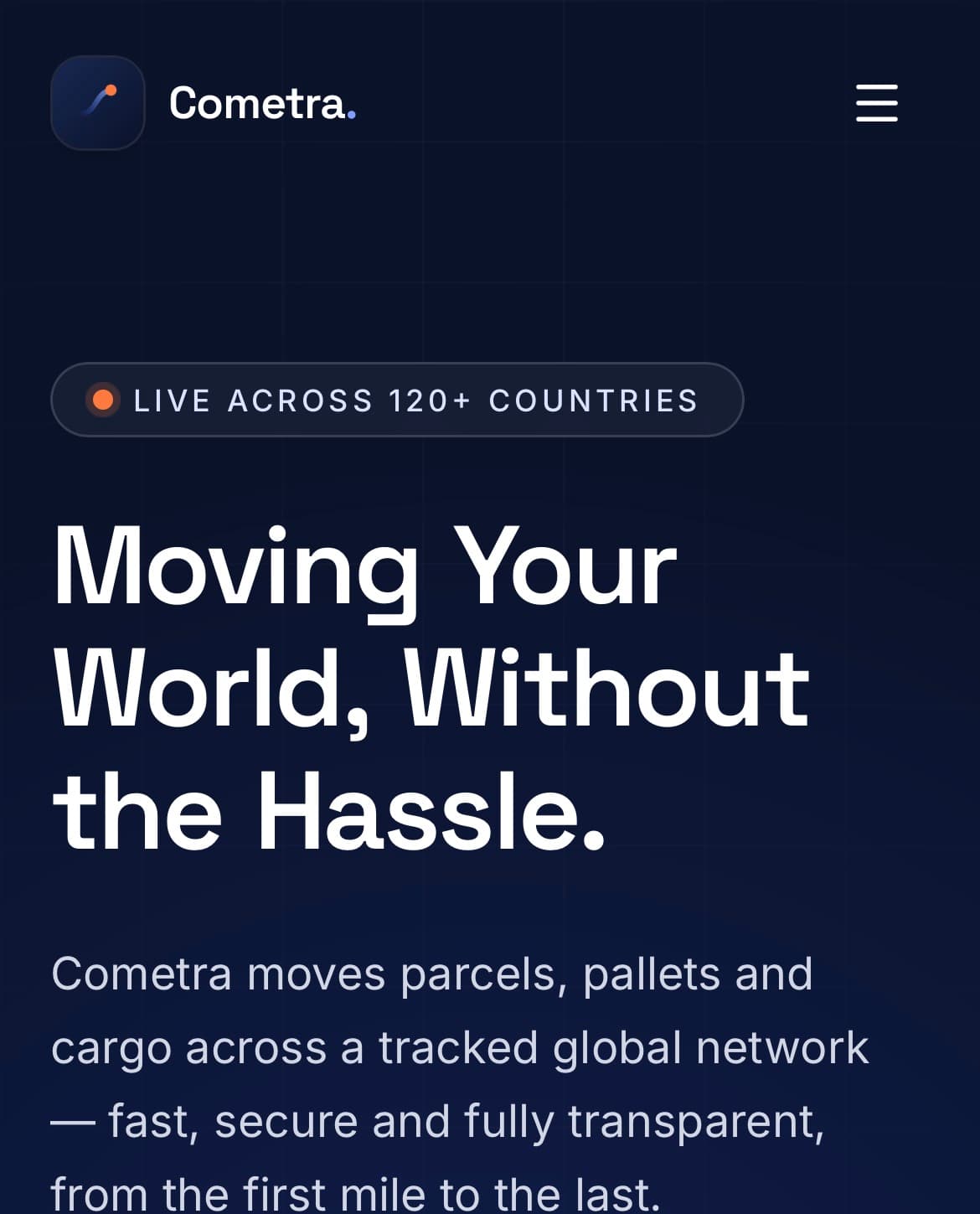 Cometra Logistics website on a phone